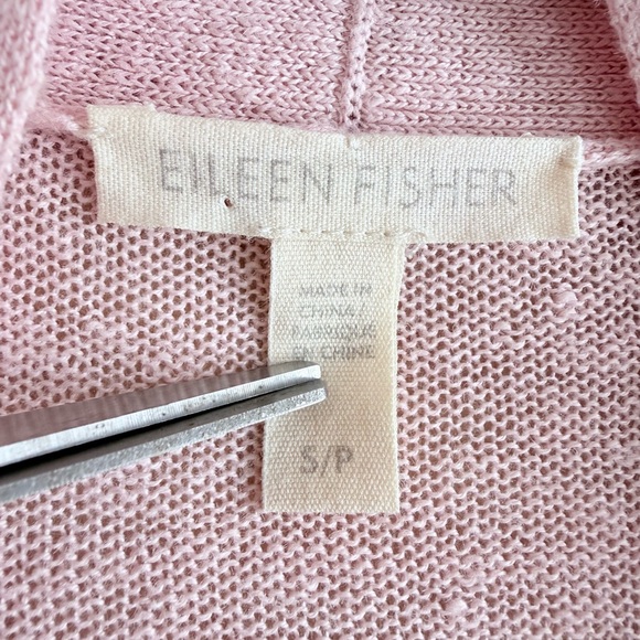 Eileen Fisher Organic Linen Open Front Cardigan Waterfall Style Pink Small - Picture 2 of 12